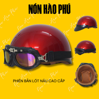 Nón bảo hiểm nửa đầu form hali LÓT NÂU CAO CẤP có kính phi công , mũ bảo hiểm 1/2 đầu, 1 phần 2 kèm kính, lưỡi trai nam ảnh 5