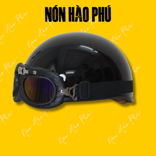 Nón bảo hiểm nửa đầu form hali LÓT NÂU CAO CẤP có kính phi công , mũ bảo hiểm 1/2 đầu, 1 phần 2 kèm kính, lưỡi trai nam ảnh 3