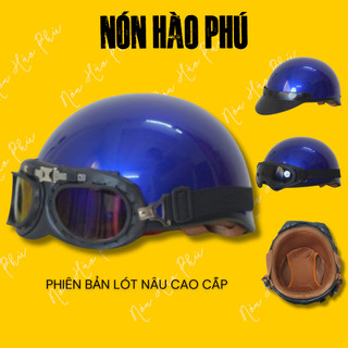 Nón bảo hiểm nửa đầu form hali LÓT NÂU CAO CẤP có kính phi công , mũ bảo hiểm 1/2 đầu, 1 phần 2 kèm kính, lưỡi trai nam ảnh 4