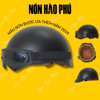 Nón bảo hiểm nửa đầu form hali LÓT NÂU CAO CẤP có kính phi công , mũ bảo hiểm 1/2 đầu, 1 phần 2 kèm kính, lưỡi trai nam ảnh 2