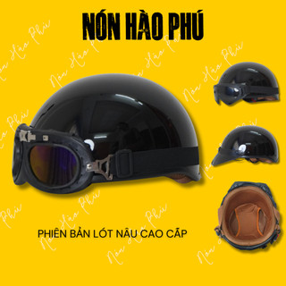 Nón bảo hiểm nửa đầu form hali LÓT NÂU CAO CẤP có kính phi công , mũ bảo hiểm 1/2 đầu, 1 phần 2 kèm kính, lưỡi trai nam