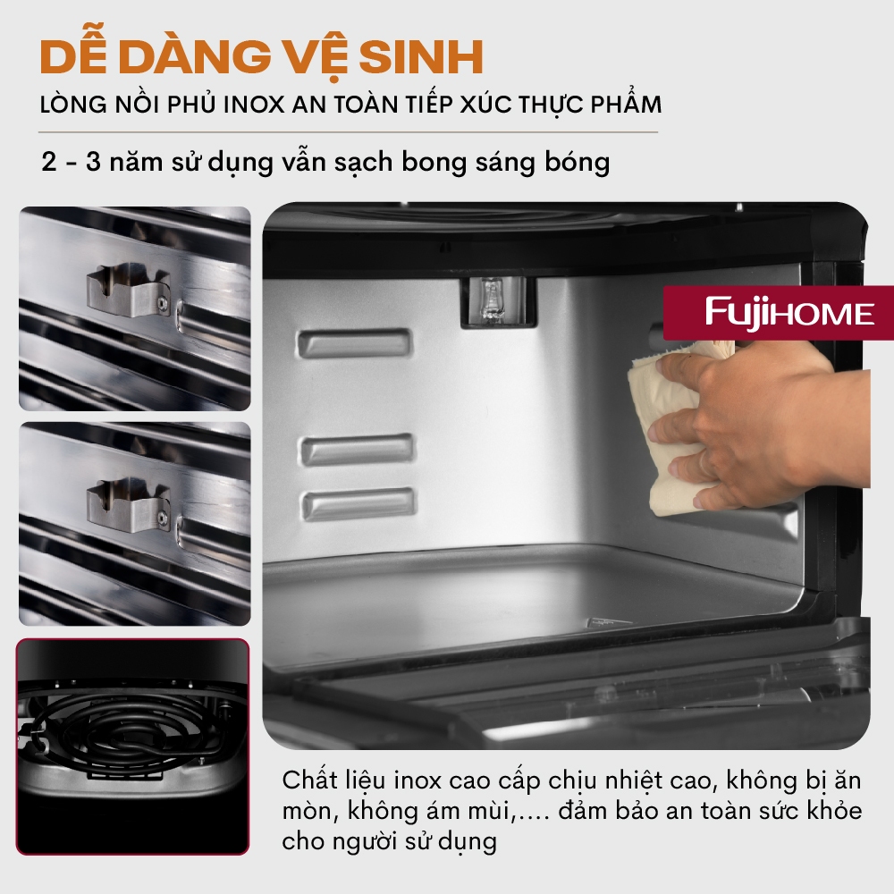 Nồi Chiên Không Dầu 12 Lít Nhập Khẩu FUJIHOME, Nồi Chiên Không Khí chống dính cảm ứng thông minh đa năng kèm 6 phụ kiện