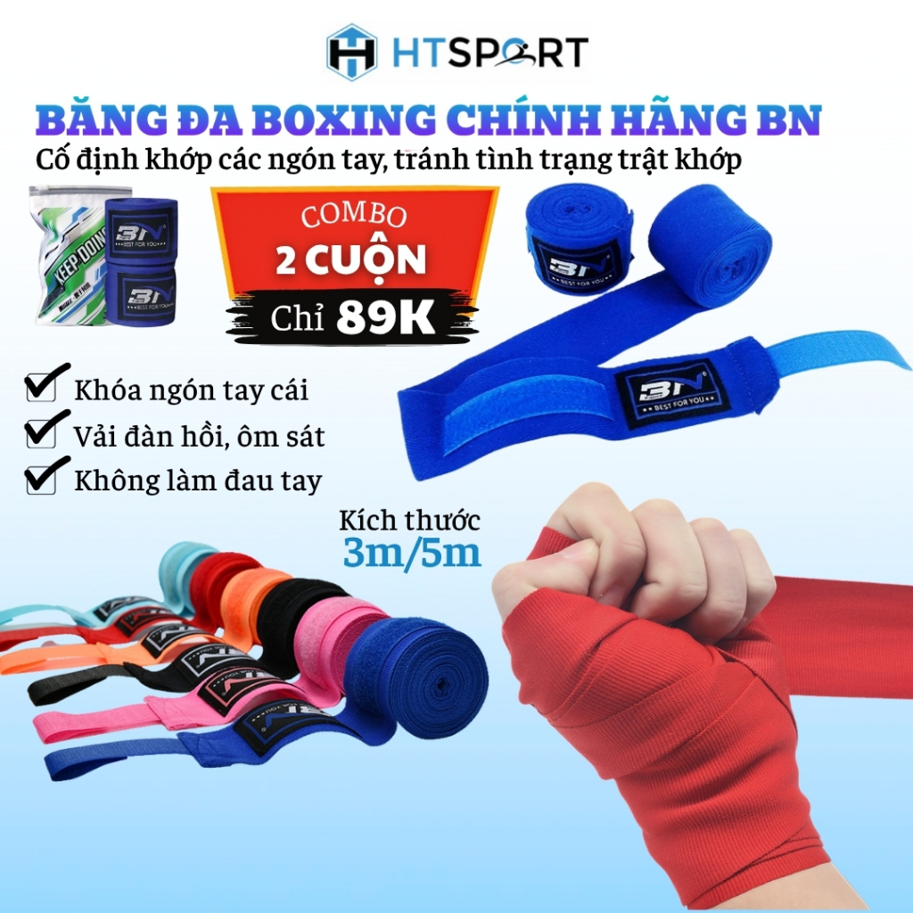 Băng Đa Quấn Tay Đấm Bốc Võ Thuật BN 3m 5m, Dây Quấn Tán Thủ Muay Thái MMA Handraps Boxing (1 cặp)