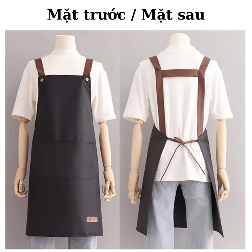 Tạp Dề Chống Thấm Nước Và Chống Thấm Dầu Dành Cho Nam Nữ Có Túi Lớn, Tạp Dề Nấu Ăn Nhà Bếp Màu Trơn Đơn Giản