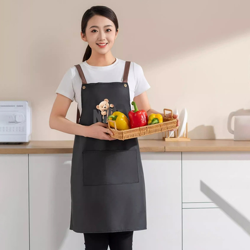 Tạp Dề Chống Thấm Nước Và Chống Thấm Dầu Dành Cho Nam Nữ Có Túi Lớn, Tạp Dề Nấu Ăn Nhà Bếp Màu Trơn Đơn Giản