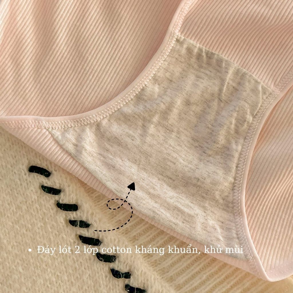 Set 5 Quần lót nữ cotton gân tăm dày dặn thấm hút tốt cạp vừa tôn dáng gợi cảm quyến rũ LANIXA L2416