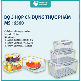 Bộ 3 Hộp Đựng Thực Phẩm Việt Nhật Hokori, Hình Chữ Nhật Hokori Chính Hãng Việt Nhật ms: 6560