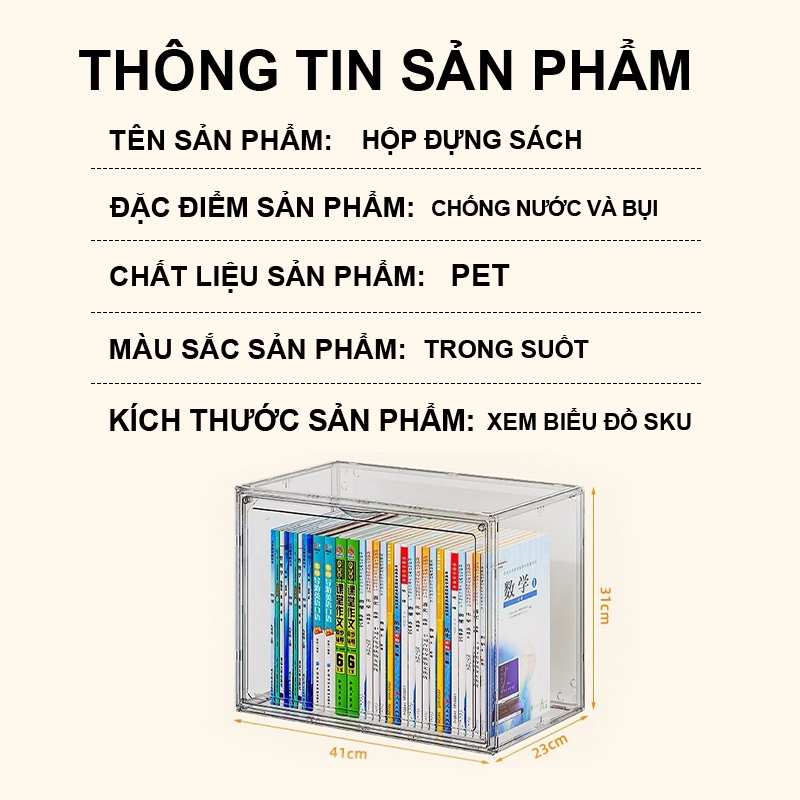 Hộp Đựng Sách Để Bàn Cỡ Lớn Tiện Lợi Chống Bụi Có Nắp Đậy, Hộp Đựng Đồ Trong Suốt | BigBuy360 - bigbuy360.vn
