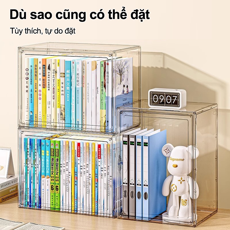 Hộp Đựng Sách Để Bàn Cỡ Lớn Tiện Lợi Chống Bụi Có Nắp Đậy, Hộp Đựng Đồ Trong Suốt | BigBuy360 - bigbuy360.vn