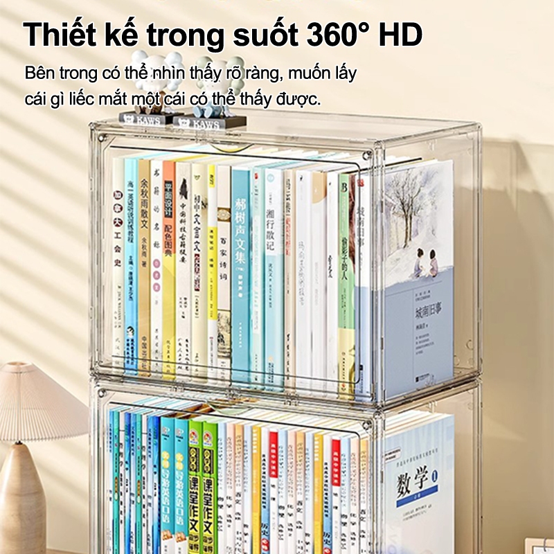 Hộp Đựng Sách Để Bàn Cỡ Lớn Tiện Lợi Chống Bụi Có Nắp Đậy, Hộp Đựng Đồ Trong Suốt | BigBuy360 - bigbuy360.vn