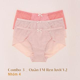 Combo 3 & 5 Quần Lót Ren Lưới Full Mông Nữ V2 Không Viền Đáy LAM LUY