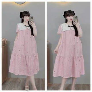Váy bầu công sở ANAN thiết kế đuôi cá nhún cổ phối vuông