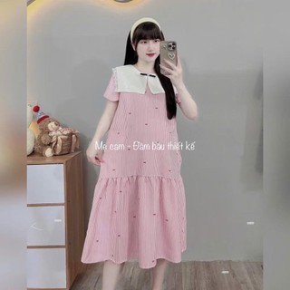 Váy bầu công sở ANAN thiết kế đuôi cá nhún cổ phối vuông