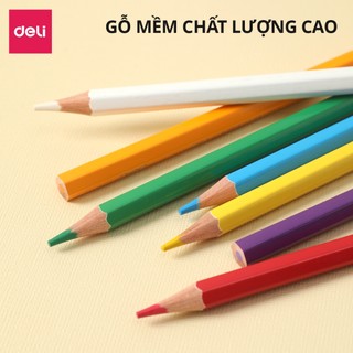 Bút Chì Màu Lục Giác Cao Cấp Deli - 12/24/26 Màu Thân Gỗ Màu Sắc Tươi Sáng Màu Chì Chuyên Nghiệp Vẽ Mỹ Thuật Tô Màu