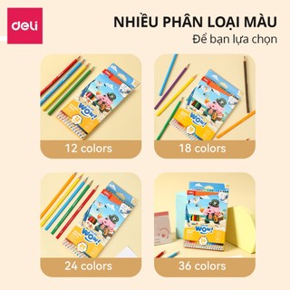 Bút Chì Màu Lục Giác Cao Cấp Deli - 12/24/26 Màu Thân Gỗ Màu Sắc Tươi Sáng Màu Chì Chuyên Nghiệp Vẽ Mỹ Thuật Tô Màu