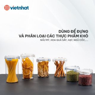 Hộp đựng đồ khô, ngũ cốc, trái cây trong suốt nắp kín nhiều dung tích Hokori Việt Nhật ms: 6590/6591/6592/6593/6594/6595