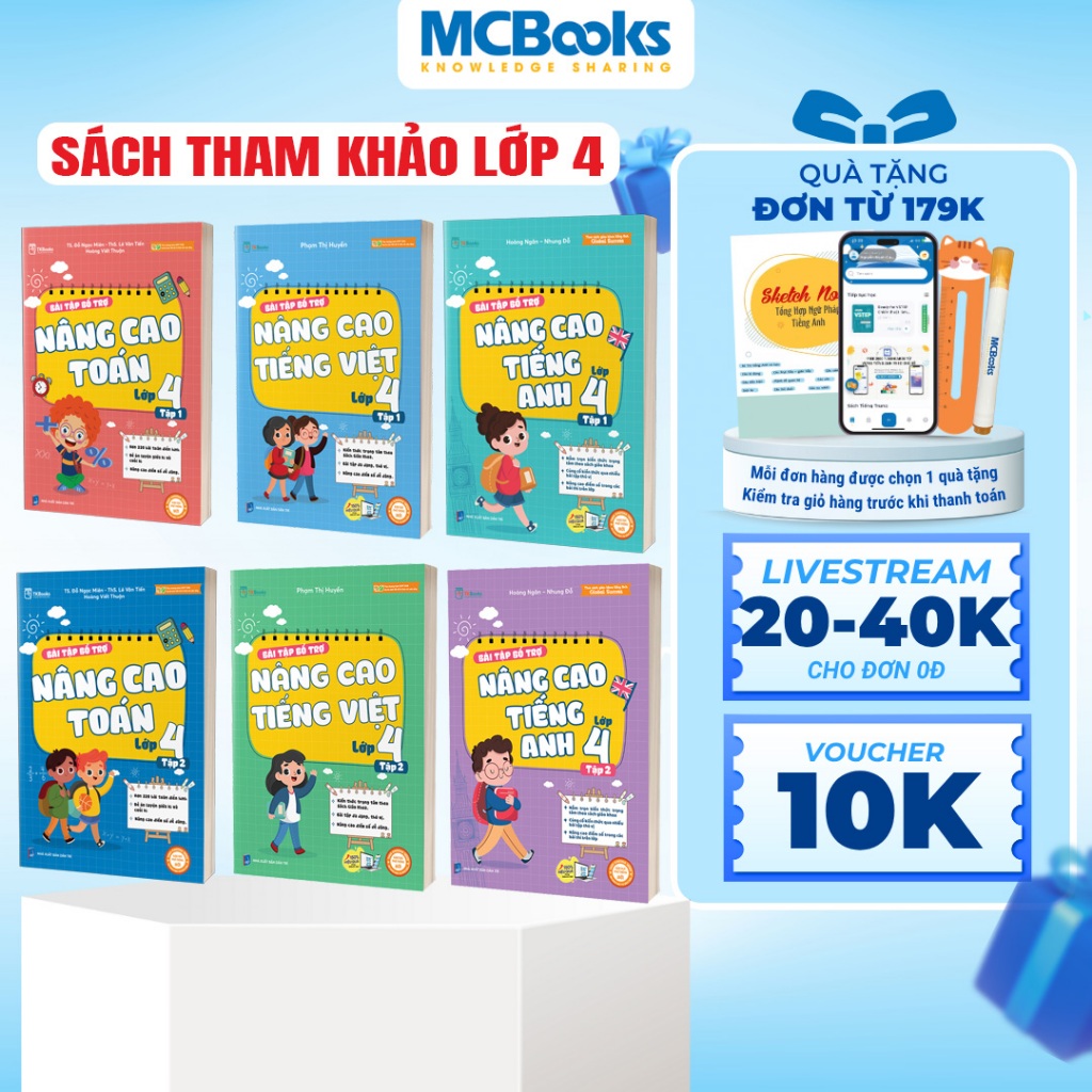 Sách - Tham khảo lớp 4- Combo Bài tập bổ trợ nâng cao Toán, Tiếng Việt, Anh - Phân loại lẻ/combo