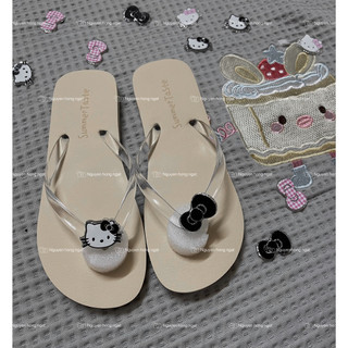Dép tông xỏ ngón nữ đi biển gắn  kitty nhũ bản dép hai quai cực xinh