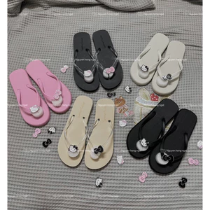 Dép tông xỏ ngón nữ đi biển gắn kitty nhũ bản dép hai quai cực xinh