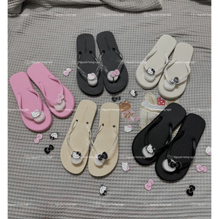 Dép tông xỏ ngón nữ đi biển gắn  kitty nhũ bản dép hai quai cực xinh