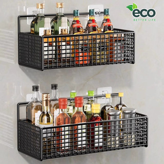 Khay Lưới Sắt Dán Tường Để Đồ Cỡ Lớn ECO, Kệ Đựng Nhà Bếp, Nhà Tắm, Bàn Học Có Móc Treo Tiện Lợi