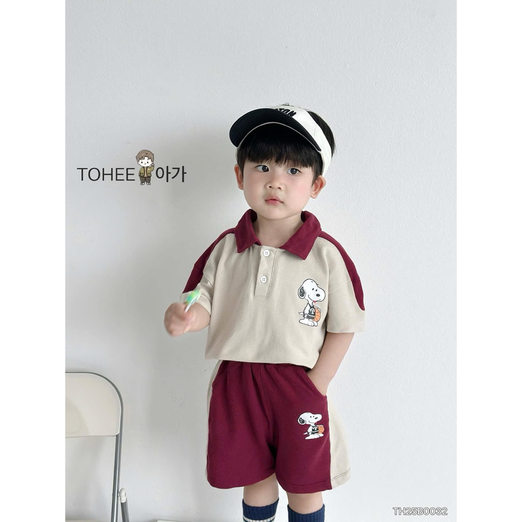 Set bộ bé trai cộc tay Loco Tohee mặc hè, chất cotton mềm mát thoáng khí, size 80-140 (8-30kg)