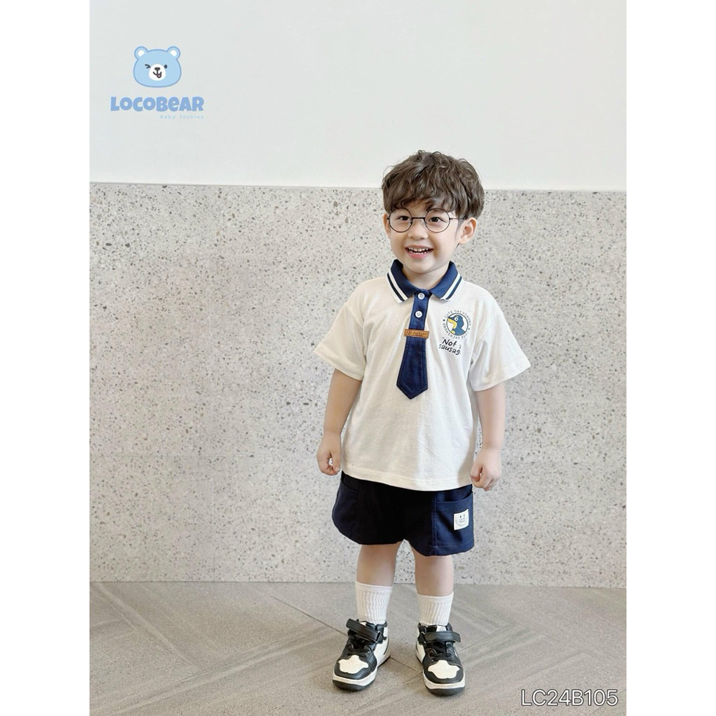 Set bộ bé trai cộc tay Loco Tohee mặc hè, chất cotton mềm mát thoáng khí, size 80-140 (8-30kg)