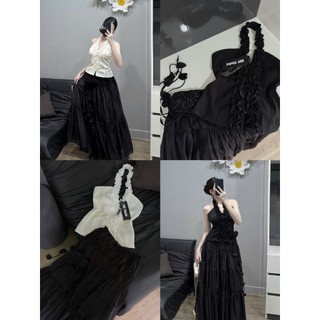 Set áo cổ yếm mix viền hoa lớn thun ôm body phối chân váy maxi xinh xắn tiểu thư cho nàng đi chơi  – BaoTrang.clothes