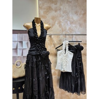 Set áo cổ yếm mix viền hoa lớn thun ôm body phối chân váy maxi xinh xắn tiểu thư cho nàng đi chơi  – BaoTrang.clothes