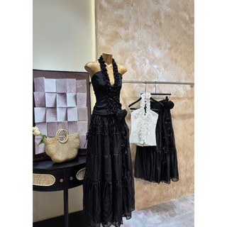 Set áo cổ yếm mix viền hoa lớn thun ôm body phối chân váy maxi xinh xắn tiểu thư cho nàng đi chơi  – BaoTrang.clothes