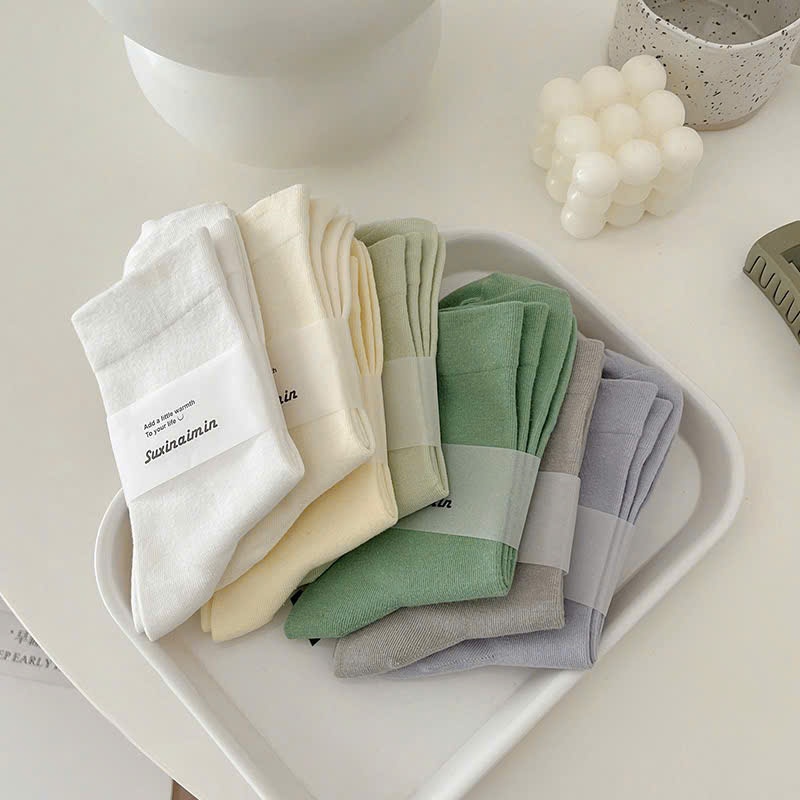 Combo 5 đôi vớ tất trơn Hàn Quốc cao cấp chất cotton dày dặn thoáng khí thấm hút tốt MOHALI VC001