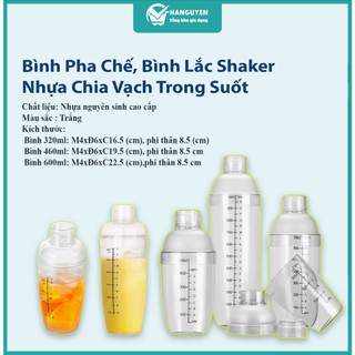 Bình lắc pha chế chia vạch nhựa trong suốt Việt Nhật 320ml 460ml 600ml Ms: 0101/ 0102/ 0103