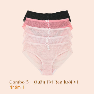 Combo 3 & 5 Quần Lót Nữ Ren Lưới Full Mông V1 Mỏng Nhẹ LAM LUY