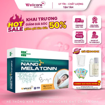 [DATE 12/2026][MUA 1 TẶNG 1] Nano Melatonin Wellcare - Vỉ 30 viên, bổ sung Melatonin, hỗ trợ giấc ngủ, ngủ ngon