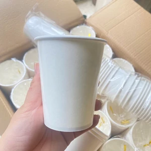 100 Ly Cốc Giấy 9oz Trắng Trơn, Dùng 1 Lần, Ly giấy văn phòng