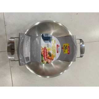 Chảo Inox 2 quai Sâu lòng 304 Ba Lớp Đáy Từ Cao Cấp Size 20cm (Ticook) Dùng Được Bếp Từ