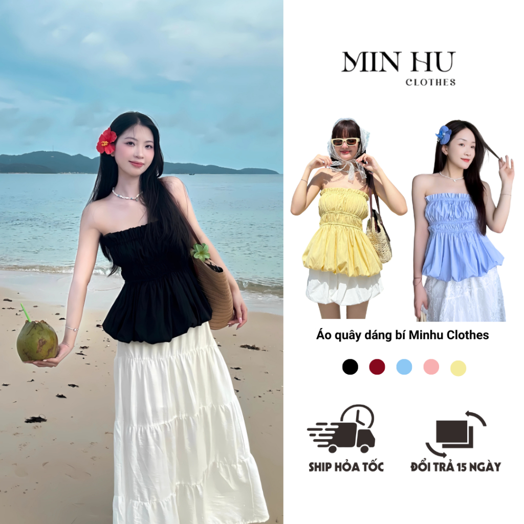 Áo Quây Dáng Bí MINHU CLOTHES Áo Bí Cúp Ngực Chất Gió Sần Dáng Bồng ...