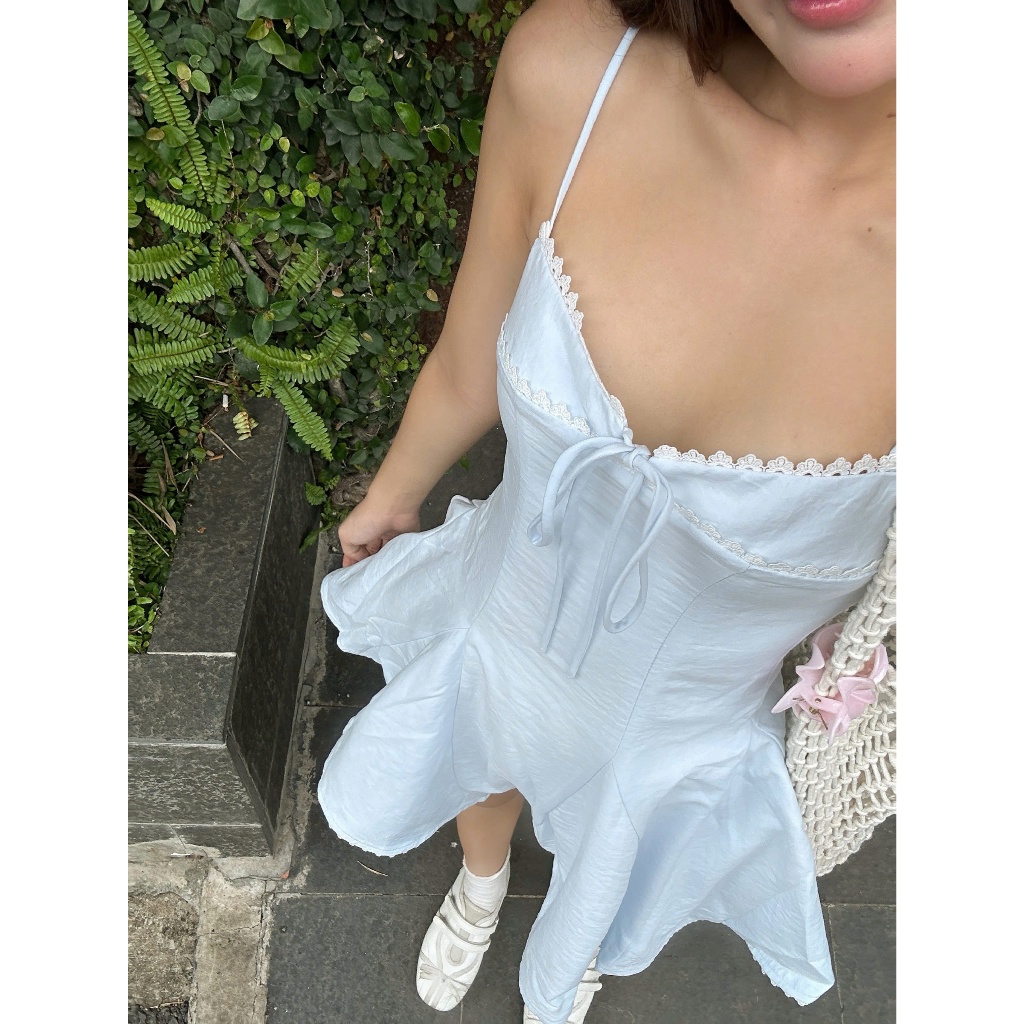 (Đặt Trước) SECODEE Đầm Nữ Hai Dây Phối Ren Cột Nơ Dáng Xoè OLIVIA DRESS Váy Đi Biển Mùa Hè FSDR2504092