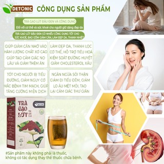 Trà gạo lứt DETONIC hỗ trợ thanh nhiệt giải nhiệt, cải thiện mỡ máu tiểu đường, giúp cân bằng vóc dáng sau sinh