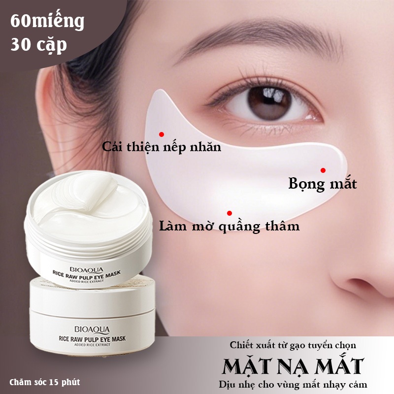 Mặt nạ mắt gạo dịu nhẹ Giảm Quầng Thâm 60PCS Retinol/Vitamin C Chống Lão Hóa, Hỗ Trợ Trẻ Hóa, Sinh Học,Dạng Gel Làm Mát