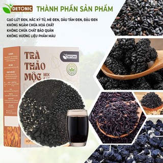Trà ngũ hắc DETONIC thảo mộc giúp dưỡng tóc chắc khỏe, và làm đen tóc tự nhiên