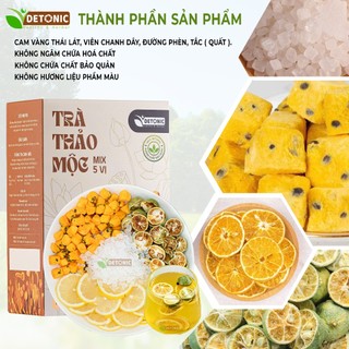 Trà chanh dây kim quất DETONIC trà detox chanh dây, bổ sung vitamin c giúp trắng sáng da, thanh nhiệt giải nhiệt