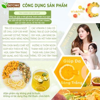 Trà chanh dây kim quất DETONIC trà detox chanh dây, bổ sung vitamin c giúp trắng sáng da, thanh nhiệt giải nhiệt