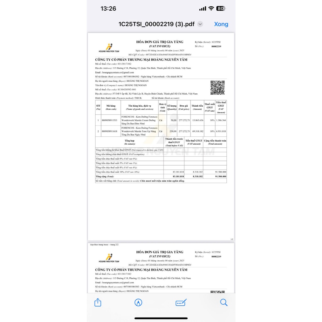 [Hàng CTY]Kem Forencos Dưỡng Trắng Da Hộp Lớn 50ml