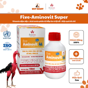 Five-Aminovit Super Vitamin Đậm Đặc Acid Amin Hấp Thu Nhanh Hỗ Trợ Sung Mãn Khỏe Mạnh Gà Đá(100ml)