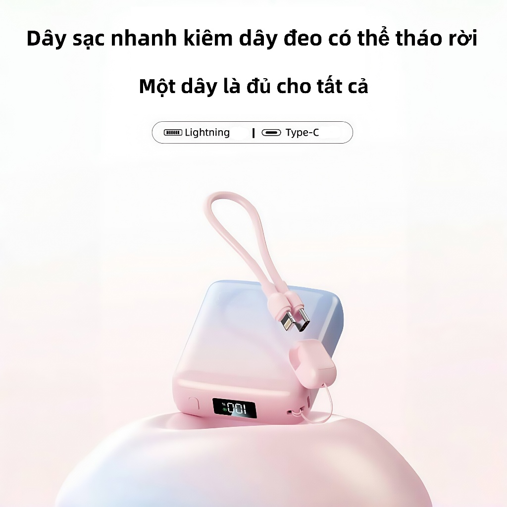 Sạc dự phòng 20000mAh SiamBoost,tích hợp dây sạc nhanh cho điện thoại,Pin Dự Phòng 10000mAh mini nhỏ gọn | BigBuy360 - bigbuy360.vn