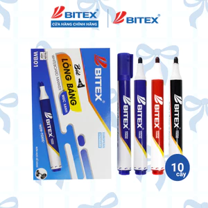 Hộp 10 cây bút lông viết bảng Bitex WB01 mực xanh/ đỏ/ đen