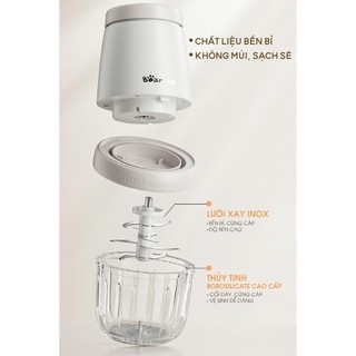 Máy Xay Ăn Dặm Mini Cho Bé 0.3L Bear CH-5H02D24, Công Suất 200W, 8 Lưỡi Inox, Xay đá bi, BH 18 Tháng