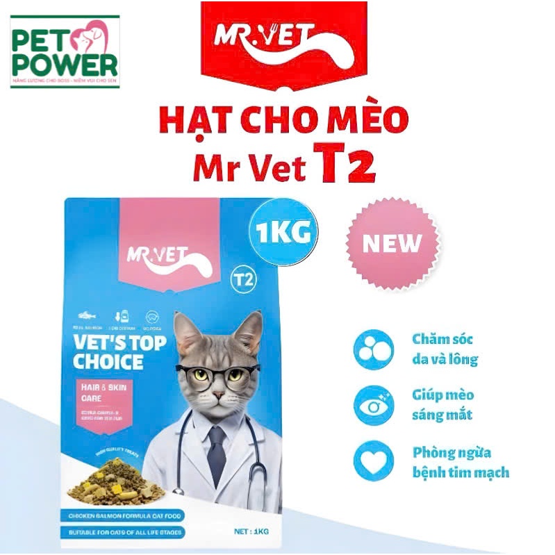Thức ăn hạt cho mèo Mr Vet - 5 loại [1kg]