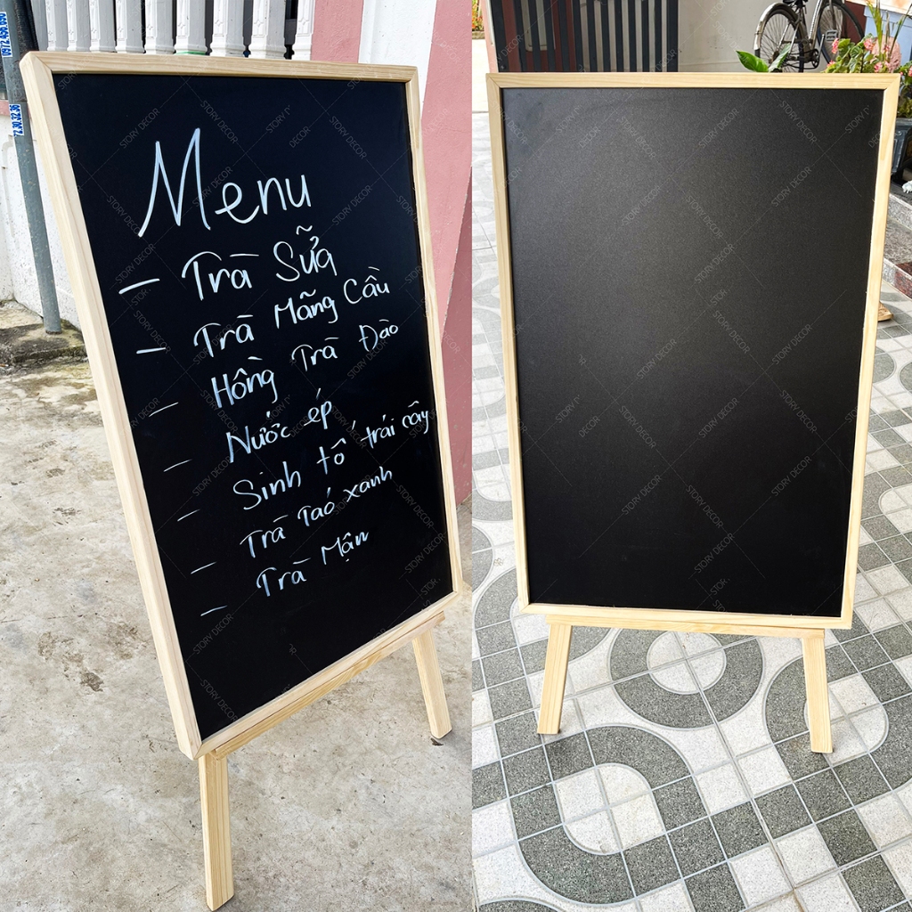 [GIÁ XƯỞNG] Bảng đen menu khung gỗ màu nâu, mộc tự nhiên dùng cho tiệm Spa, quán ăn, quán cafe, trà sữa, nhà hàng